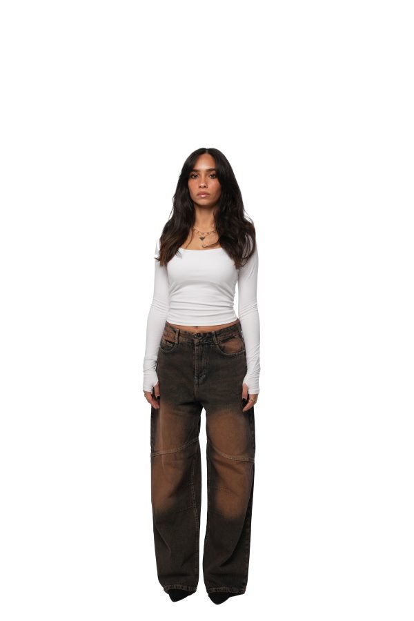 Dark Washed Brownish Dirty Denim
