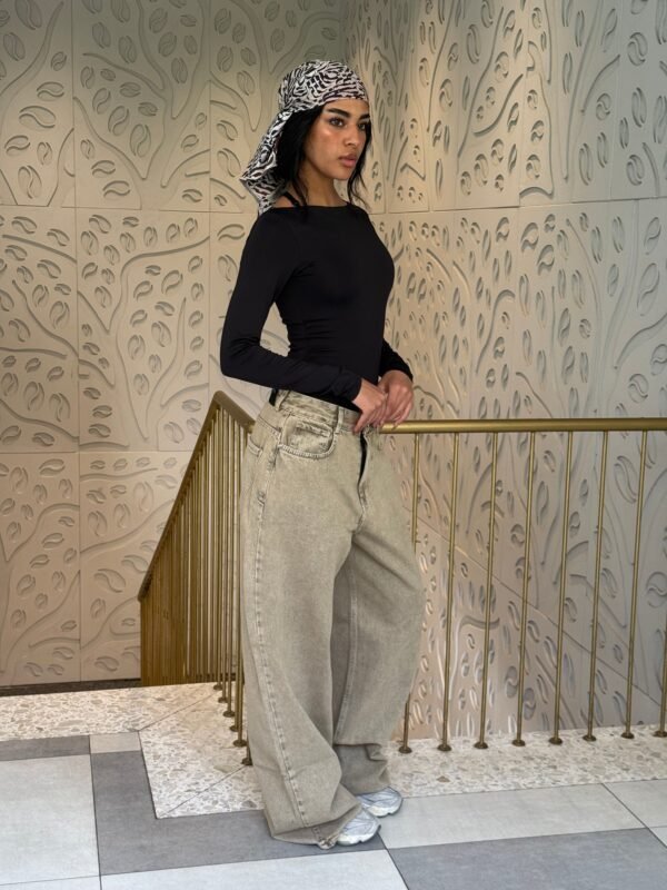 Extra Wide Leg Stone Beige Denim - Image 6