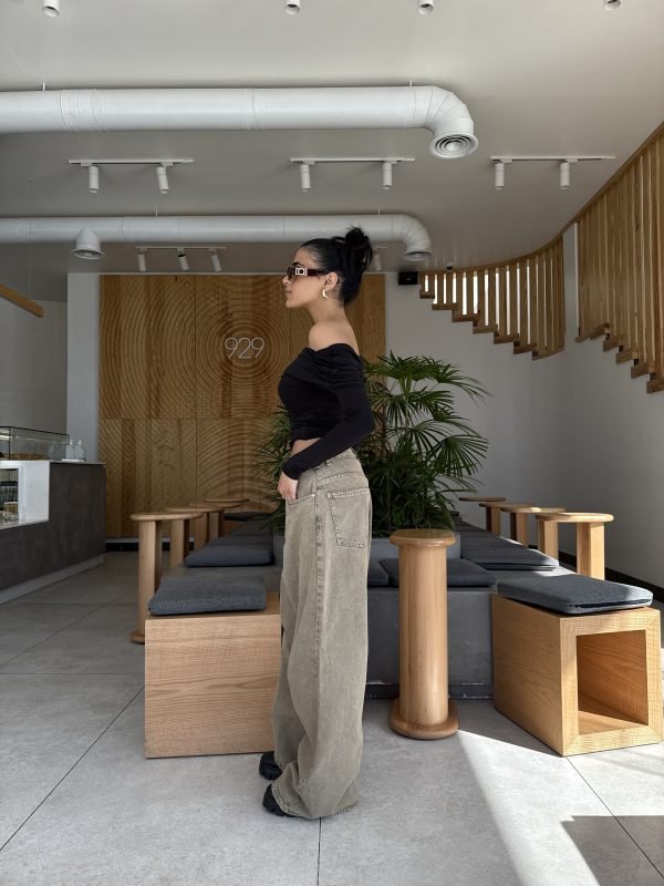 Extra Wide Leg Stone Beige Denim - Image 3