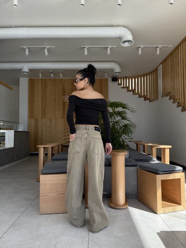 Extra Wide Leg Stone Beige Denim - Image 4