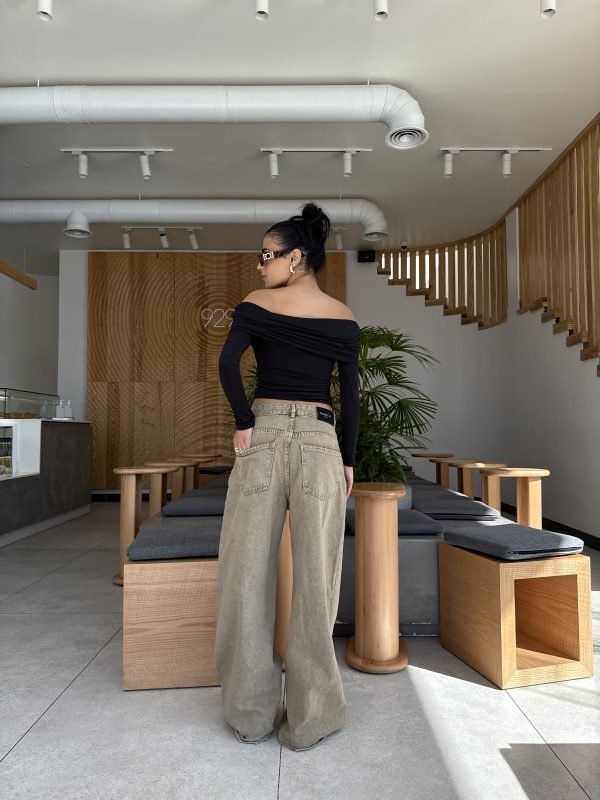 Extra Wide Leg Stone Beige Denim - Image 2