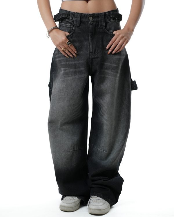 Black Washed Baggy Carpenter - Image 2