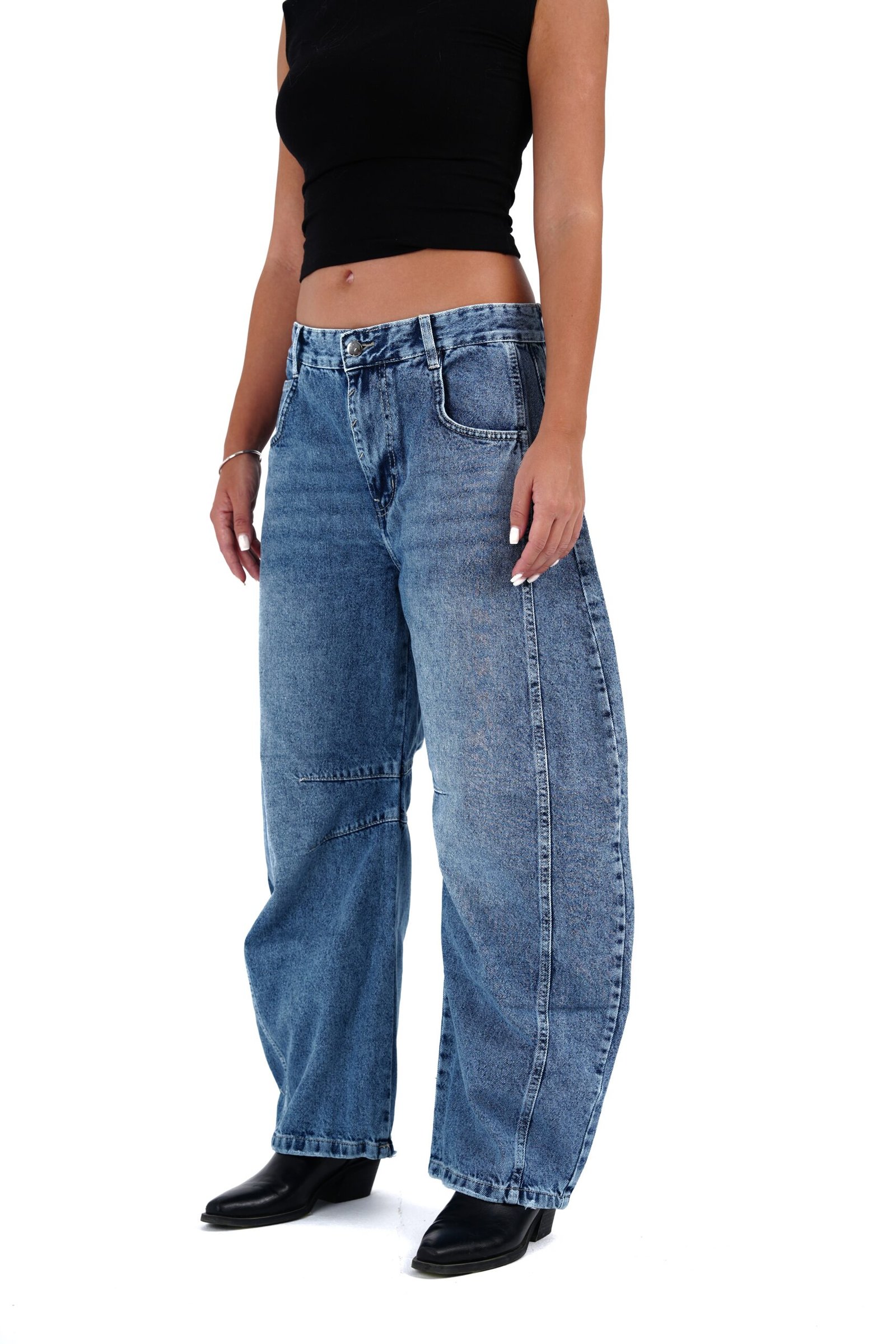 Vintage Blue Mid-Rise Barrel Denim - Image 2